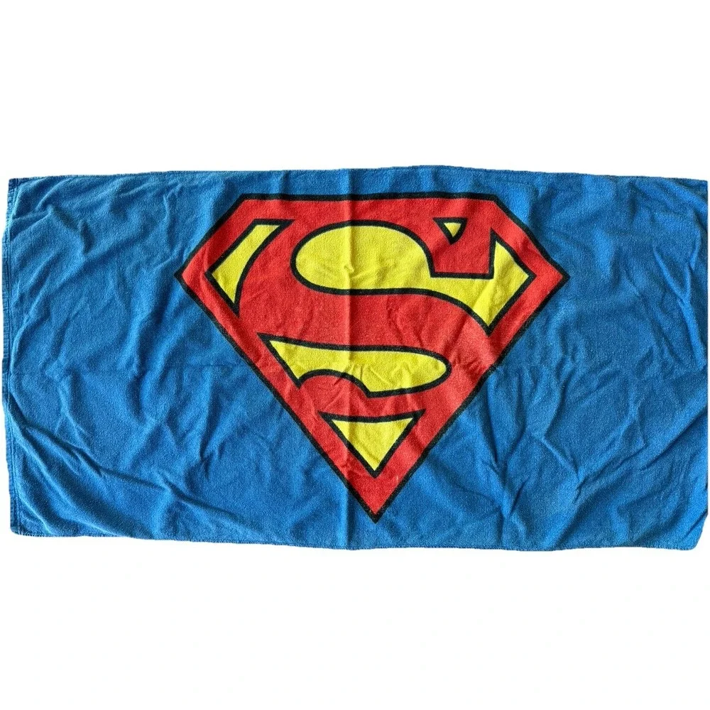 LOT 2 VTG DC Comics Beach Towels Superman & Batman 52x27 Retro Justice League